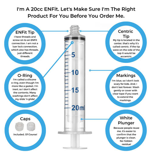 BASIK 20cc Oring Enfit Enteral Feeding Syringe